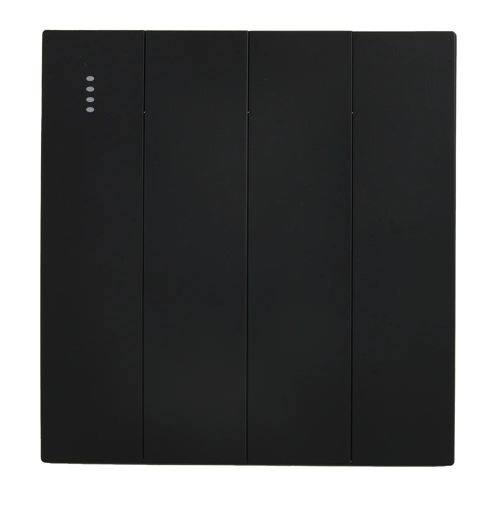 VIRAGO 4Gang 1Way Switch with Indicator Black