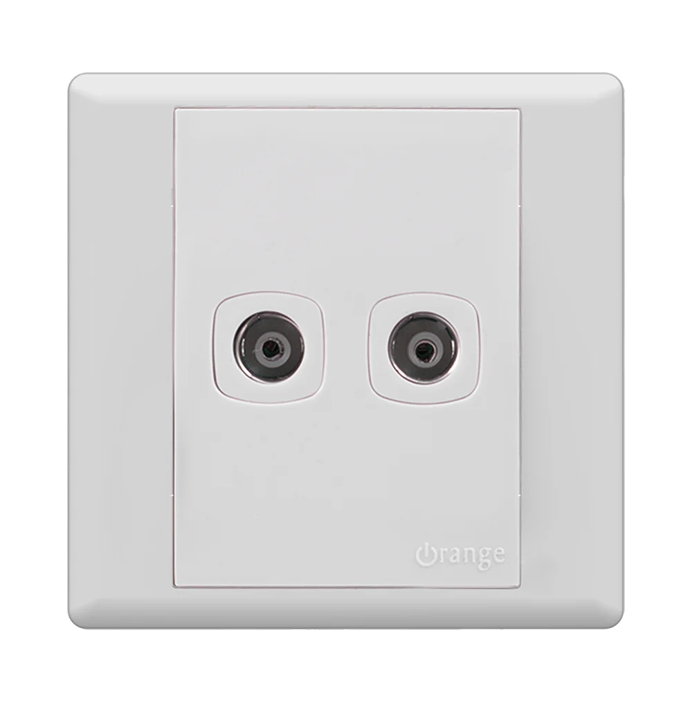 MONACO 2Gang TV Co-Axial Outlet (75Ohm) White with WH/Surround