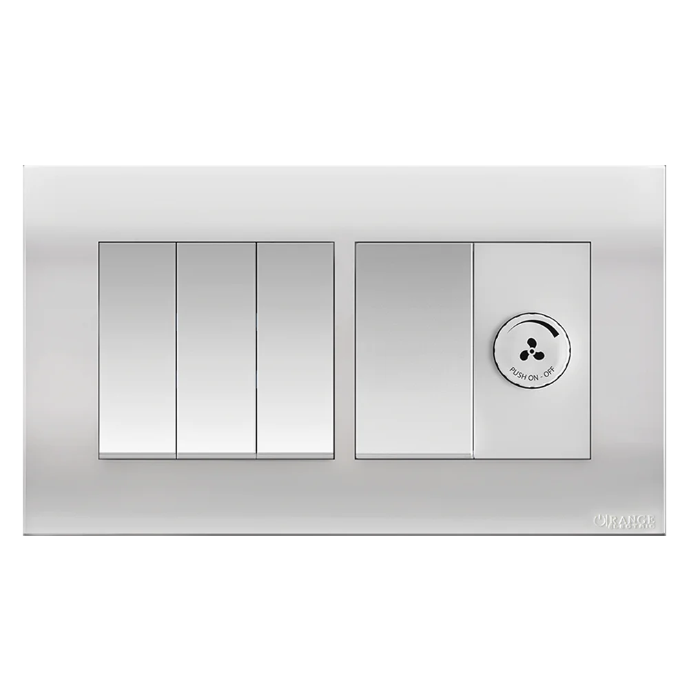 AKOYA 16Amp. 4Gang + Fan Controller White with White Surround